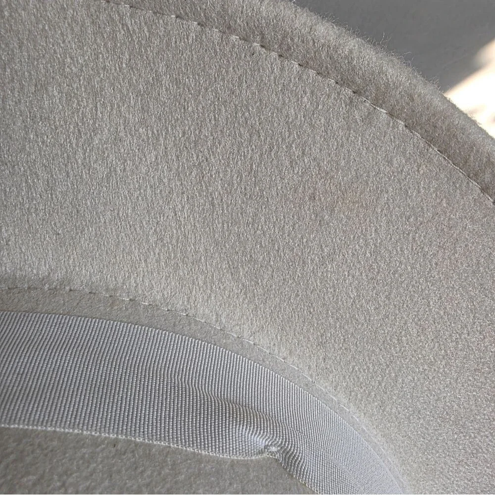 Cream Wide-brimmed Felt Fedora Hat with Feather and Floral Embellishment Bridal